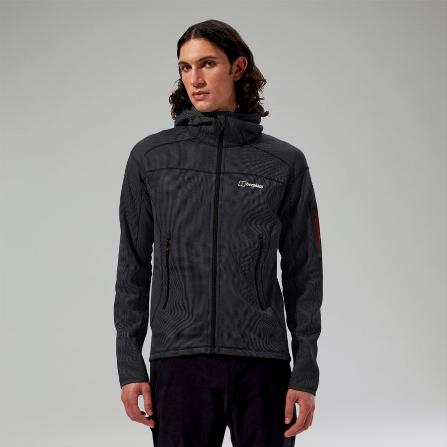 uomini pravitale montagna 2.0 giacca in pile con cappuccio - grigio scuronero berghaus
