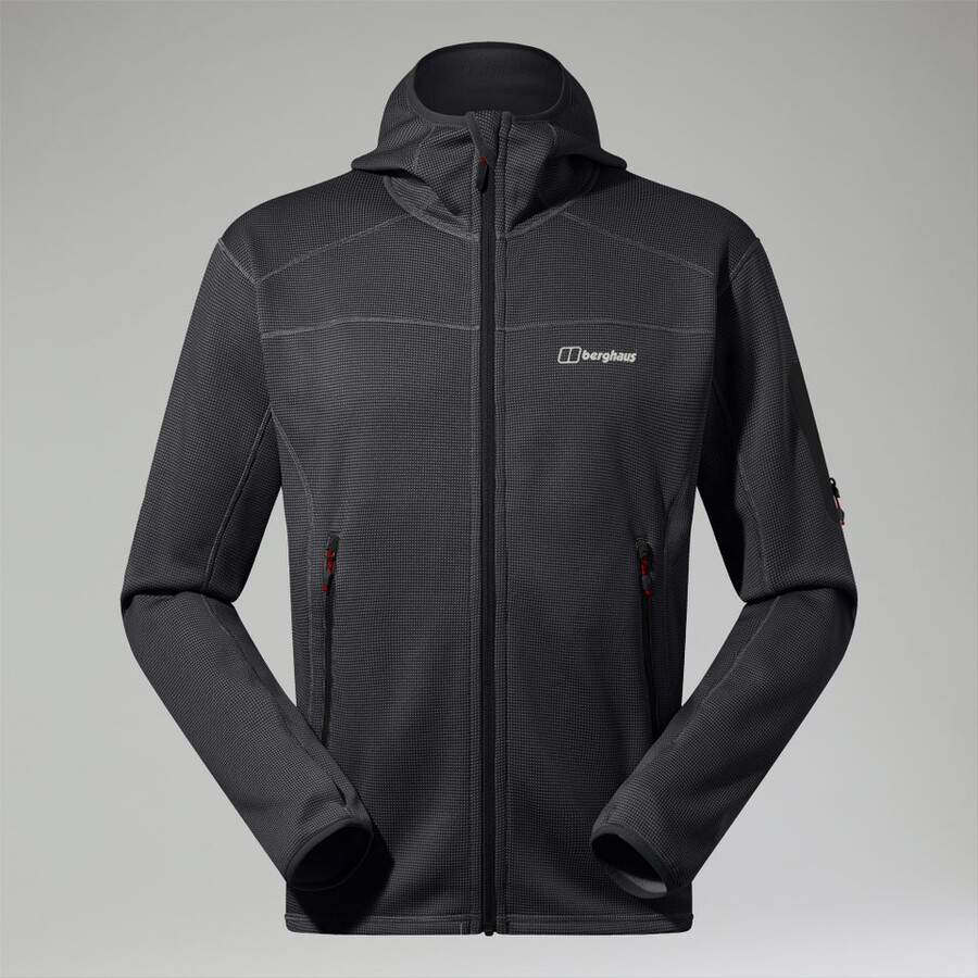 uomini pravitale montagna 2.0 giacca in pile con cappuccio - grigio scuronero berghaus