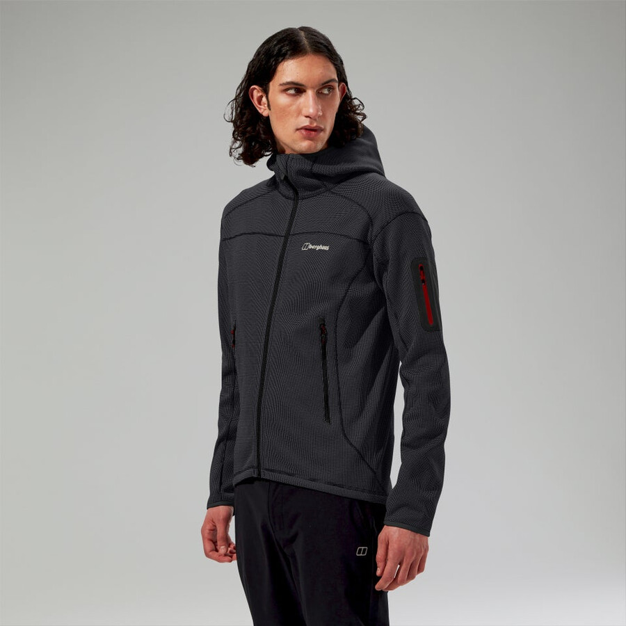 uomini pravitale montagna 2.0 giacca in pile con cappuccio - grigio scuronero berghaus