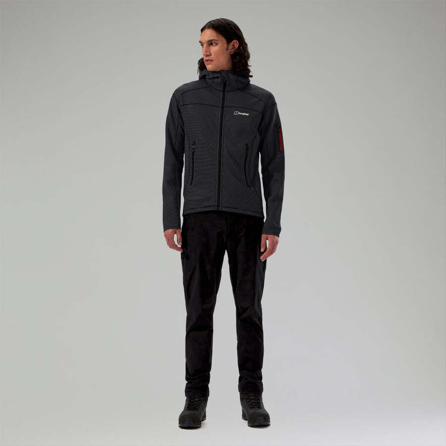 uomini pravitale montagna 2.0 giacca in pile con cappuccio - grigio scuronero berghaus