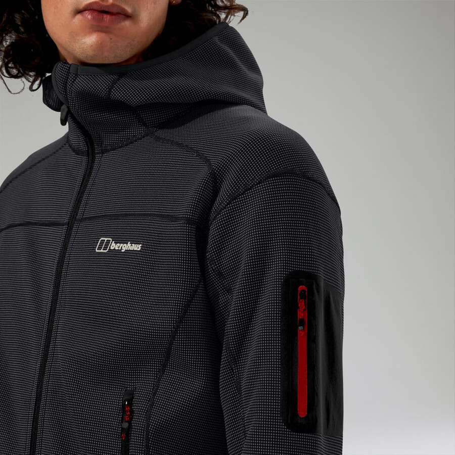uomini pravitale montagna 2.0 giacca in pile con cappuccio - grigio scuronero berghaus