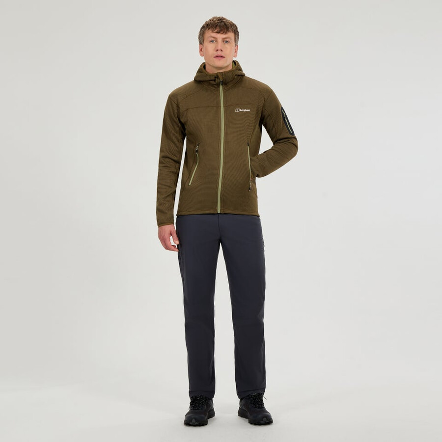 uomini pravitale mtn 2.0 giacca in pile con cappuccio - verdemarrone berghaus