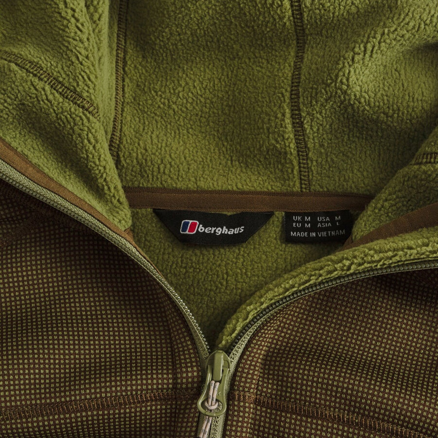 uomini pravitale mtn 2.0 giacca in pile con cappuccio - verdemarrone berghaus