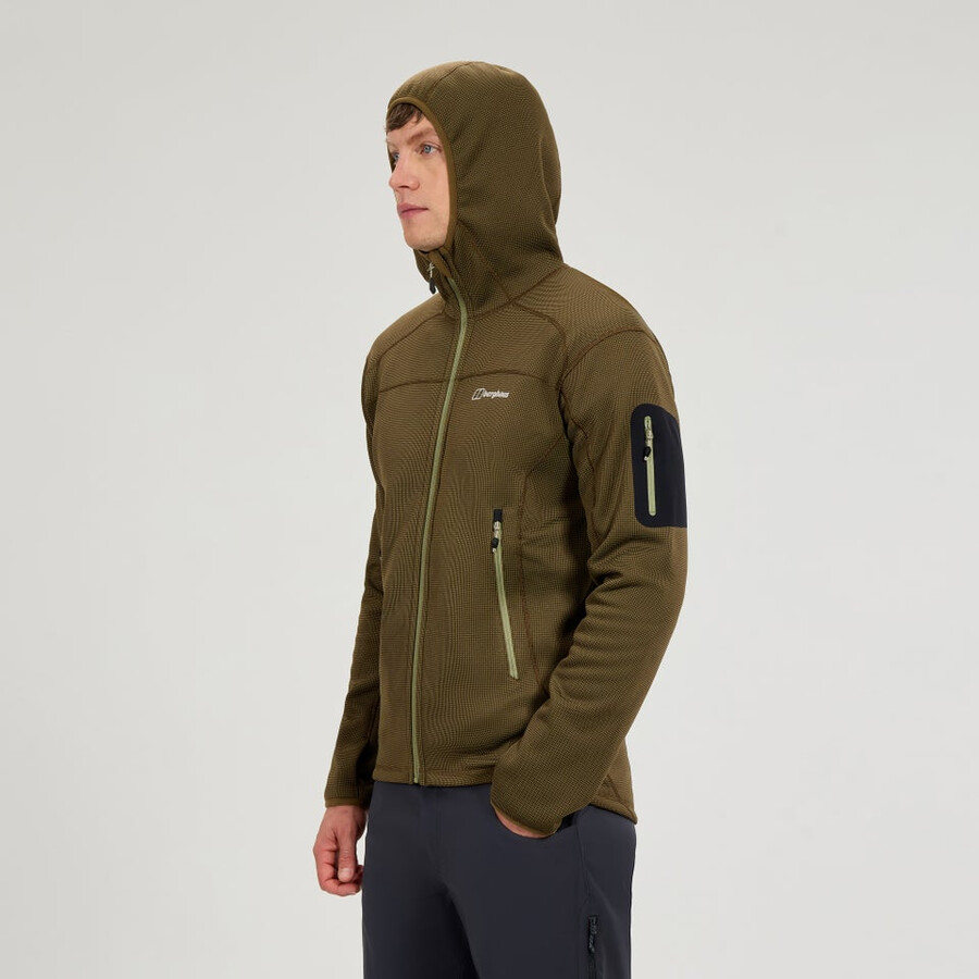 uomini pravitale mtn 2.0 giacca in pile con cappuccio - verdemarrone berghaus