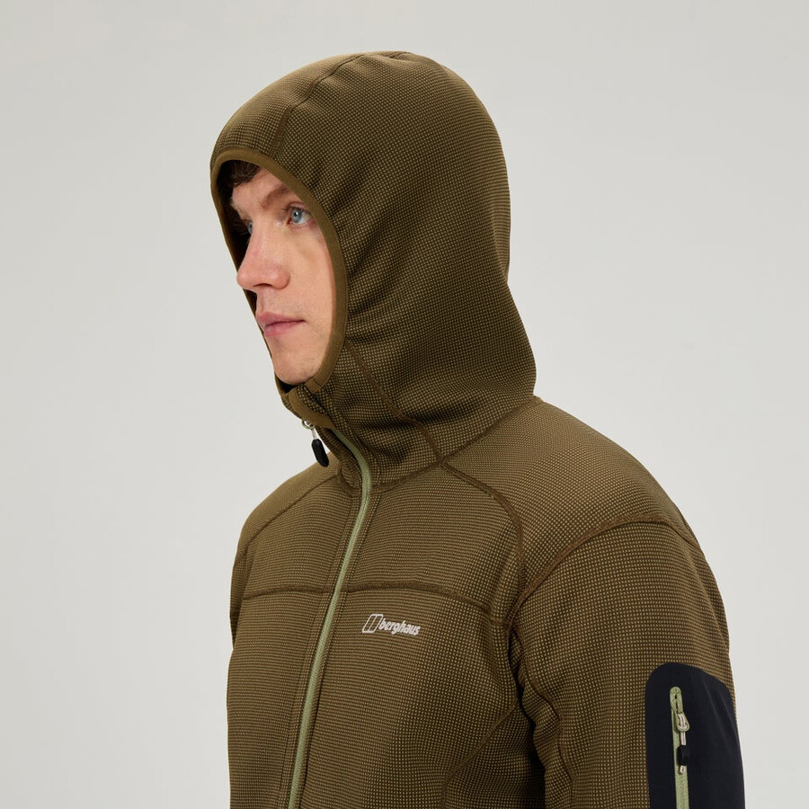 uomini pravitale mtn 2.0 giacca in pile con cappuccio - verdemarrone berghaus