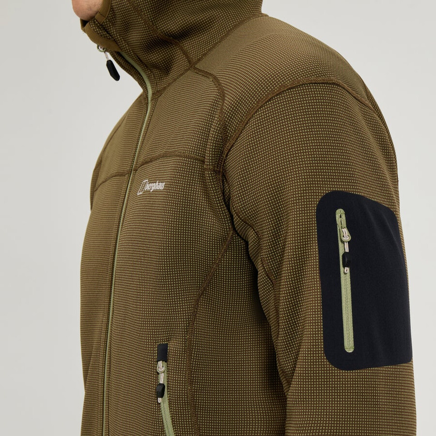uomini pravitale mtn 2.0 giacca in pile con cappuccio - verdemarrone berghaus
