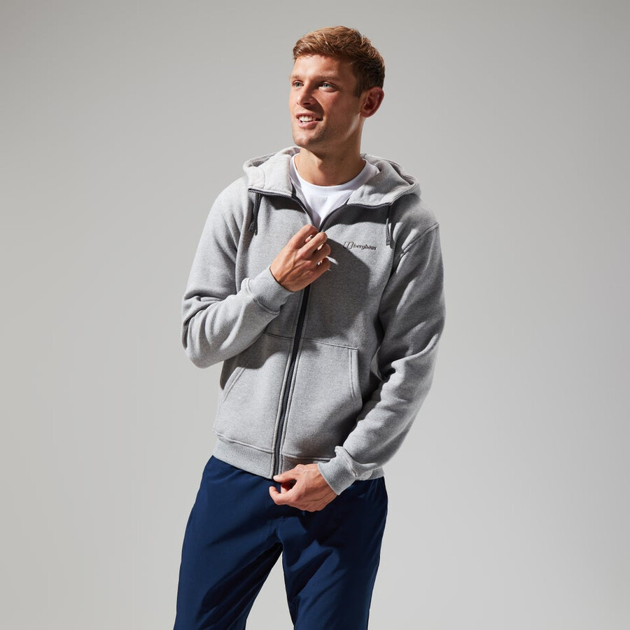 uomo logo fz hoody grigio scuro berghaus