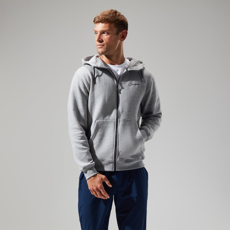 uomo logo fz hoody grigio scuro berghaus