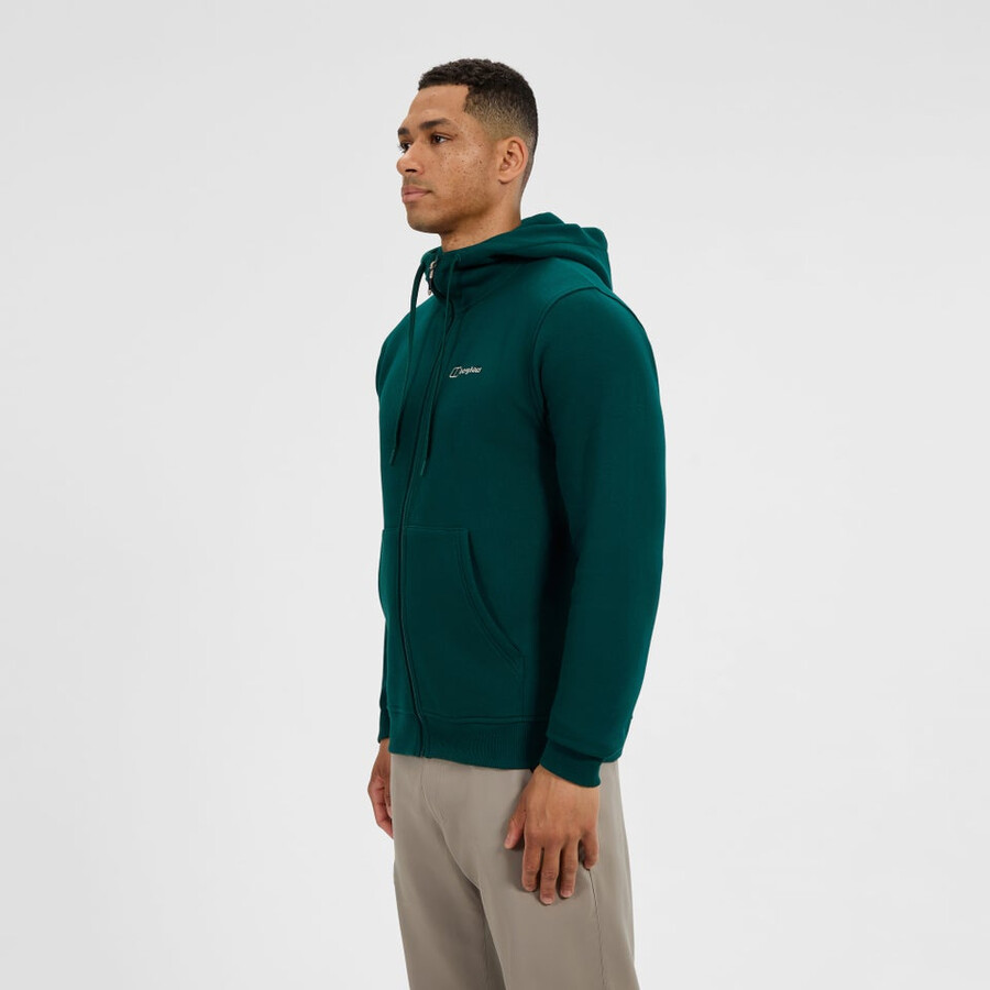 uomo logo full zip felpa con cappuccio - verde berghaus