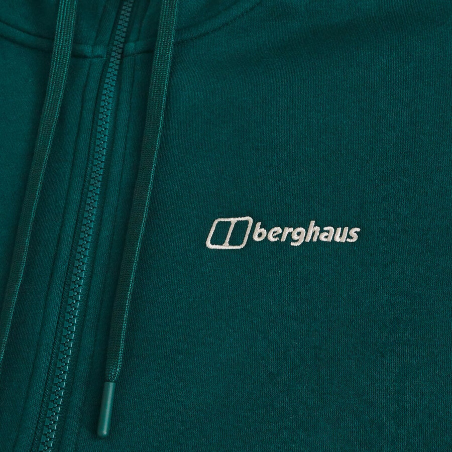 uomo logo full zip felpa con cappuccio - verde berghaus