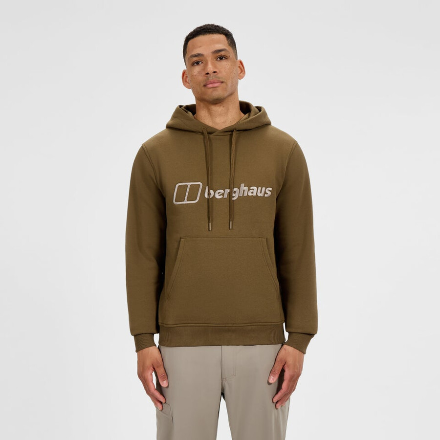 uomo logo felpa con cappuccio - marrone berghaus