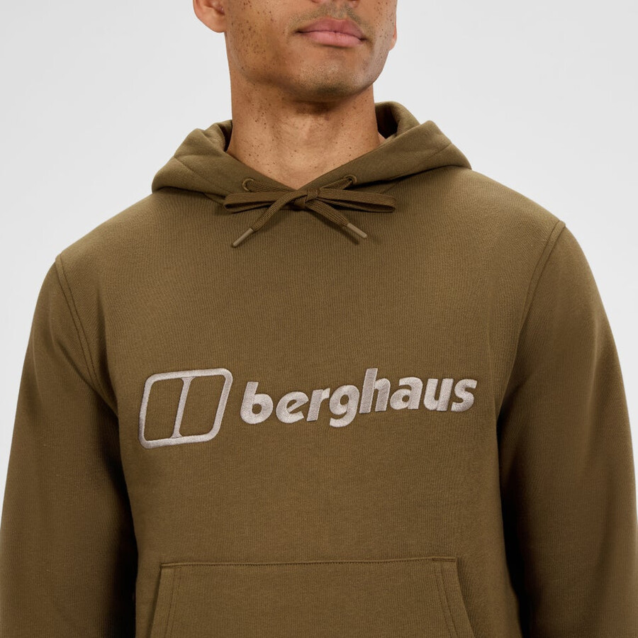 uomo logo felpa con cappuccio - marrone berghaus