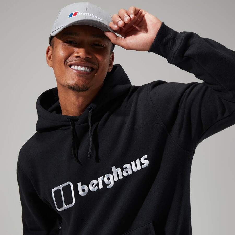 uomo logo felpa con cappuccio nero berghaus