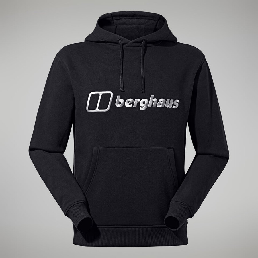 uomo logo felpa con cappuccio nero berghaus