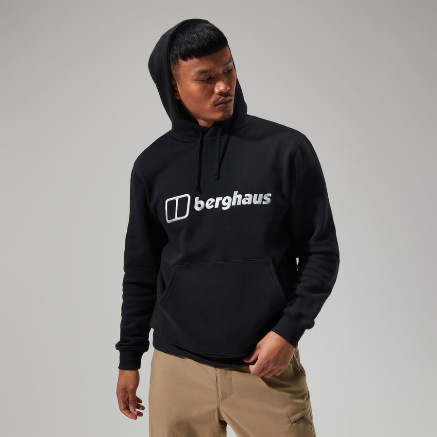 uomo logo felpa con cappuccio nero berghaus