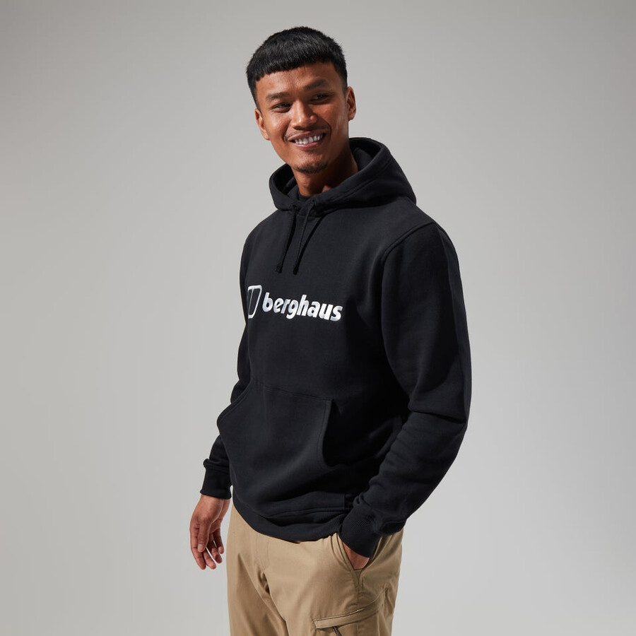 uomo logo felpa con cappuccio nero berghaus