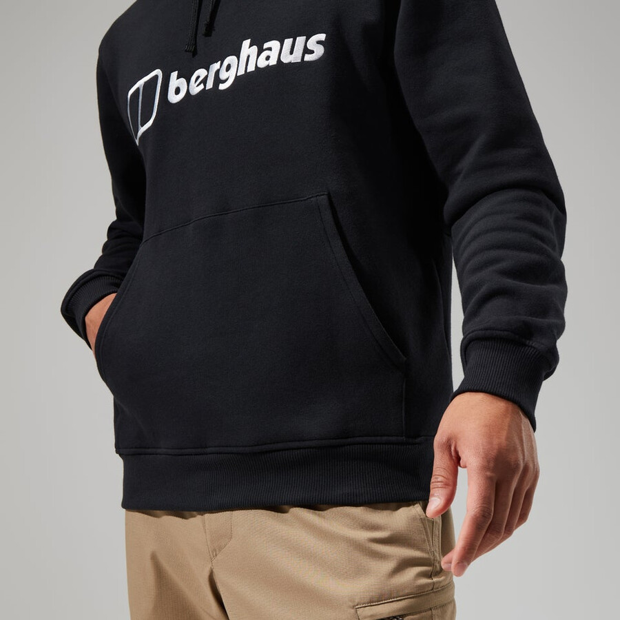uomo logo felpa con cappuccio nero berghaus