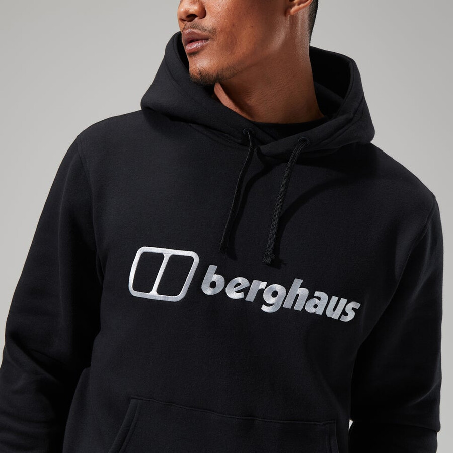 uomo logo felpa con cappuccio nero berghaus