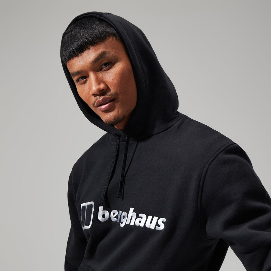 uomo logo felpa con cappuccio nero berghaus