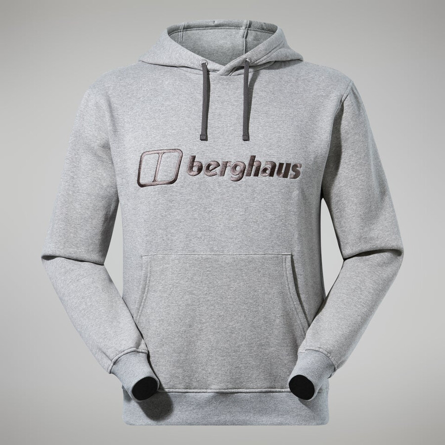 uomo logo felpa con cappuccio grigio scuro berghaus
