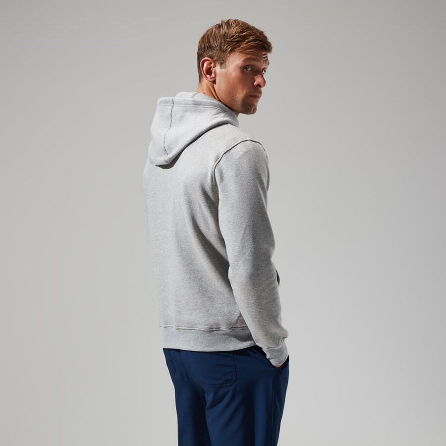 uomo logo felpa con cappuccio grigio scuro berghaus