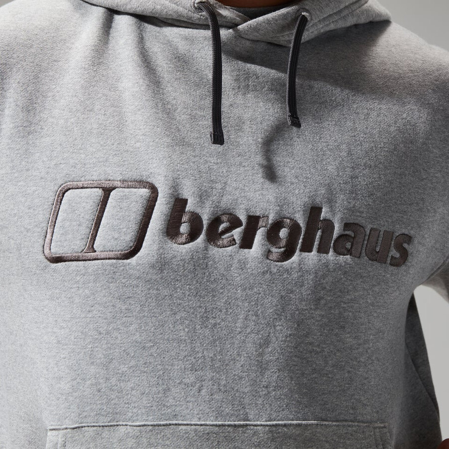 uomo logo felpa con cappuccio grigio scuro berghaus