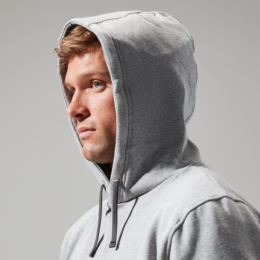 uomo logo felpa con cappuccio grigio scuro berghaus