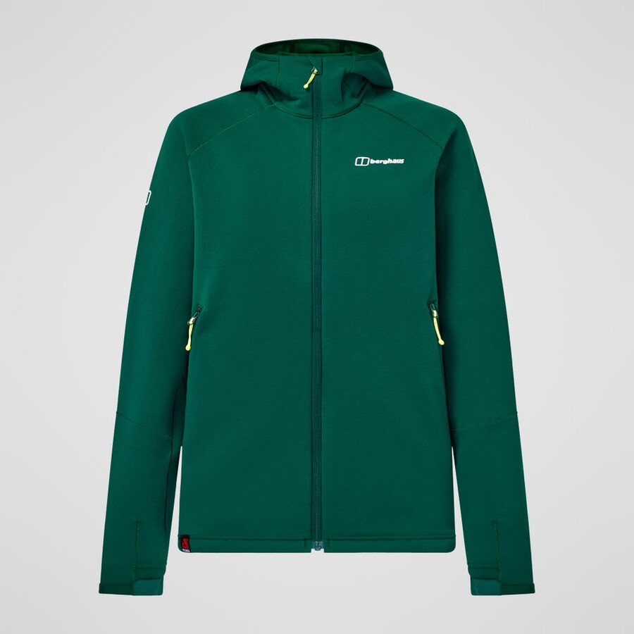 uomini cinetica powerstretch felpa con cappuccio - verde berghaus