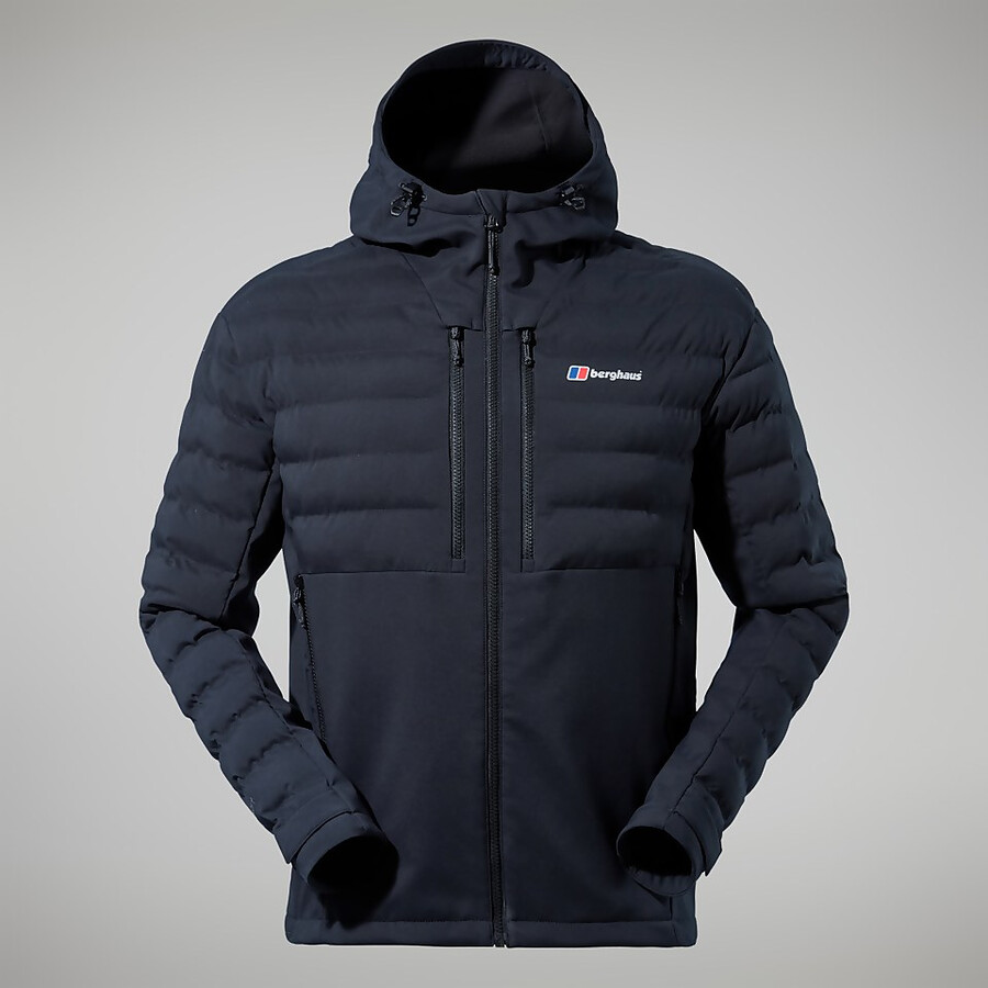 uomini di conseguenza hybrid giacca con cappuccio - nero berghaus