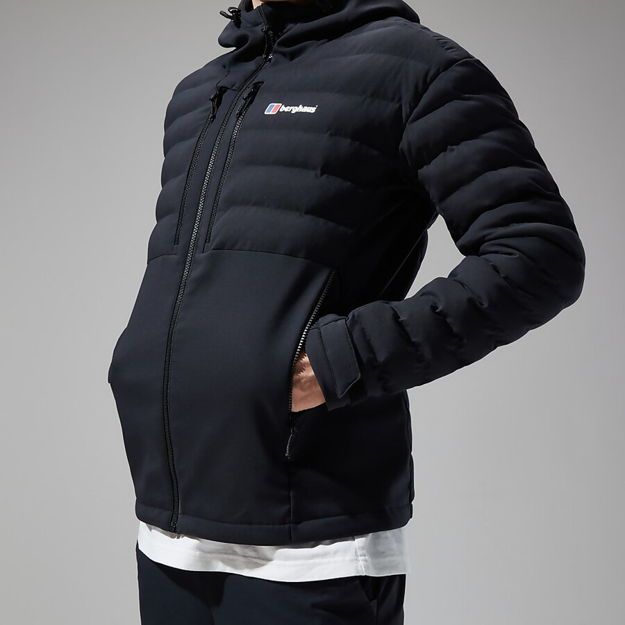 uomini di conseguenza hybrid giacca con cappuccio - nero berghaus