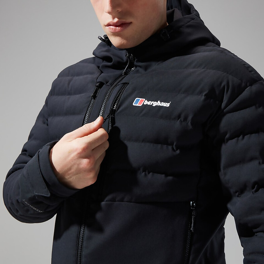 uomini di conseguenza hybrid giacca con cappuccio - nero berghaus