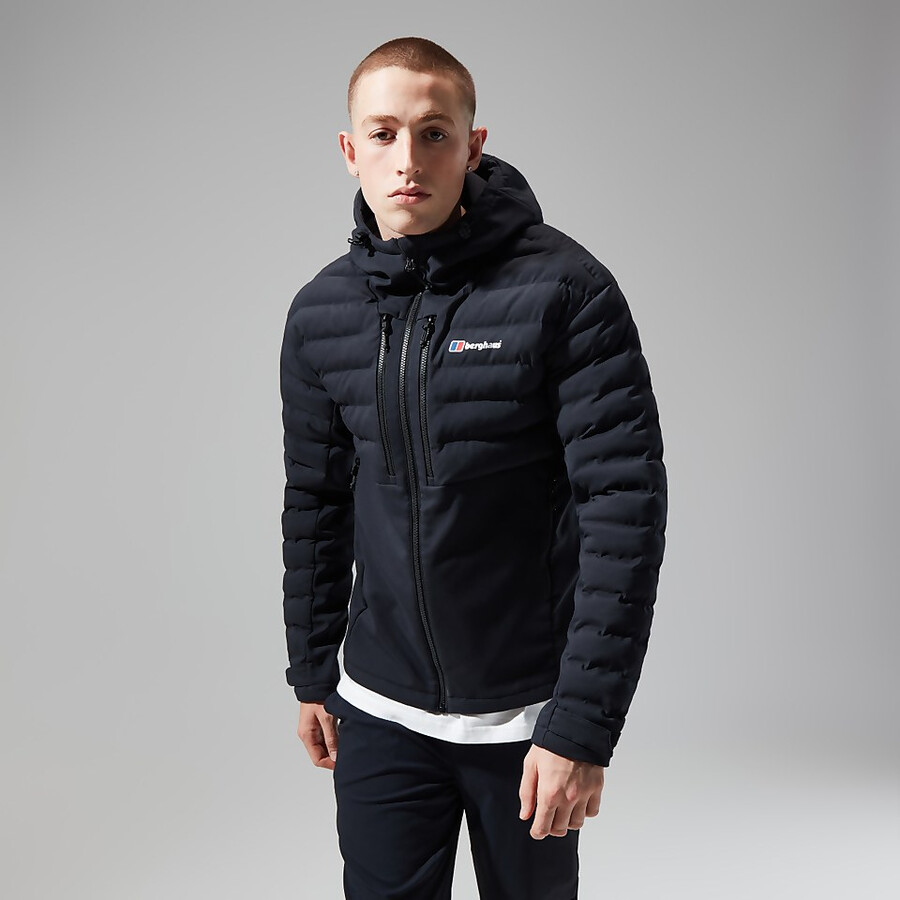 uomini di conseguenza hybrid giacca con cappuccio - nero berghaus