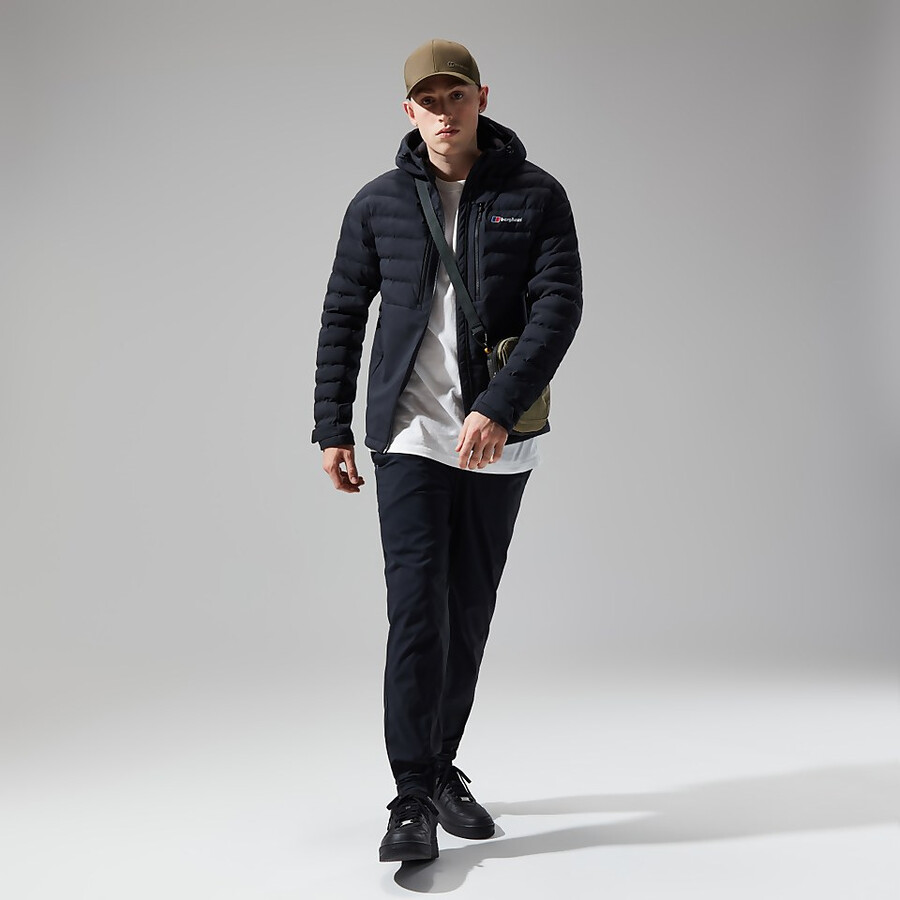 uomini di conseguenza hybrid giacca con cappuccio - nero berghaus