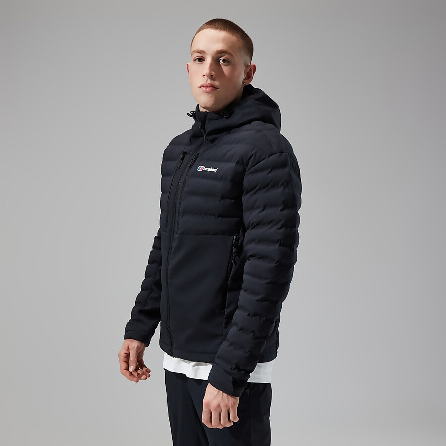 uomini di conseguenza hybrid giacca con cappuccio - nero berghaus