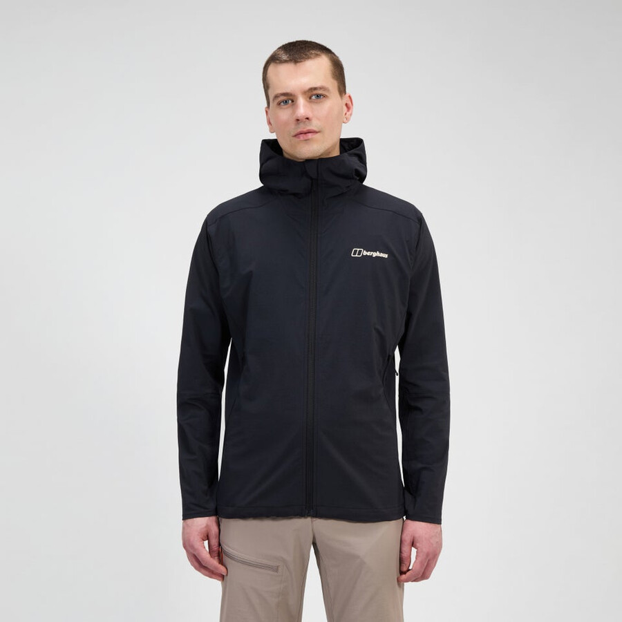 uomini ridge-roamer lite softshell jacket - black berghaus