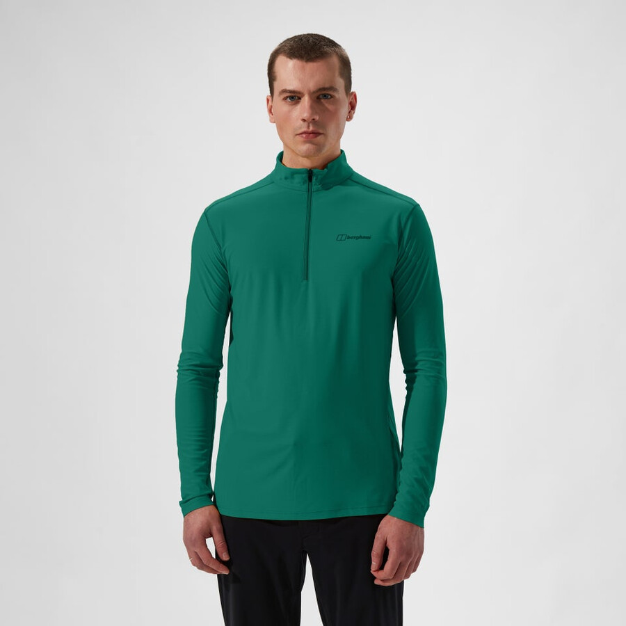 uomini 247 mezza zip manica lunga tech tee - verde berghaus