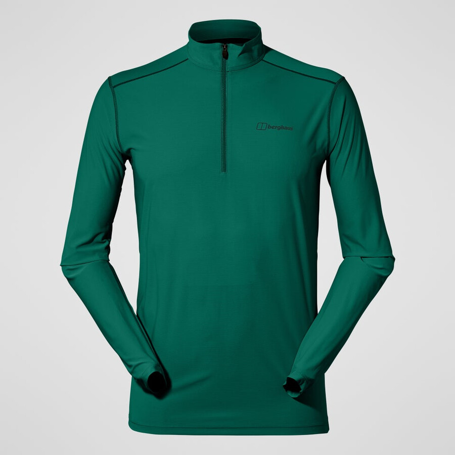 uomini 247 mezza zip manica lunga tech tee - verde berghaus