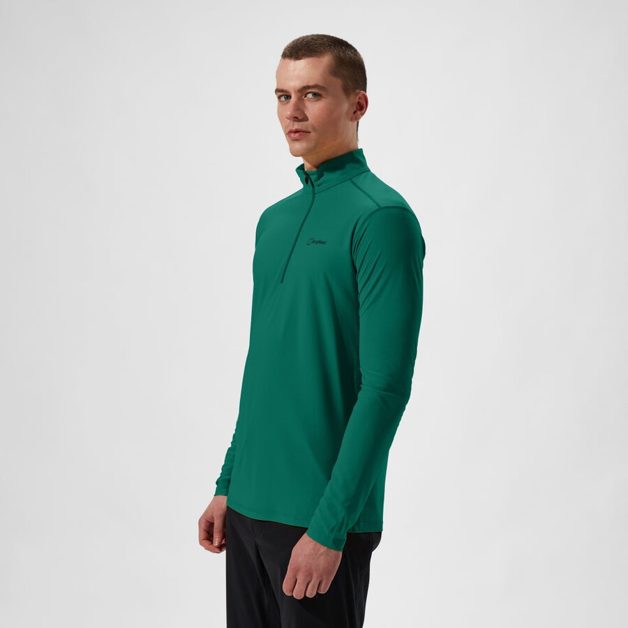 uomini 247 mezza zip manica lunga tech tee - verde berghaus
