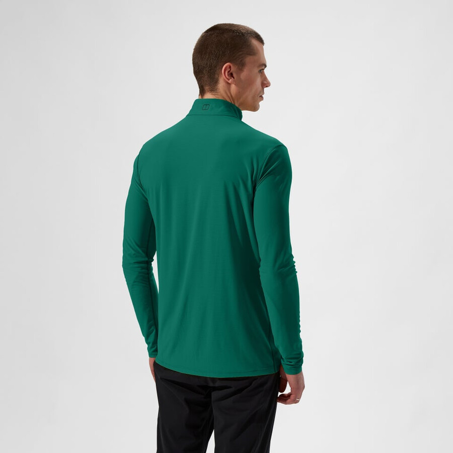 uomini 247 mezza zip manica lunga tech tee - verde berghaus
