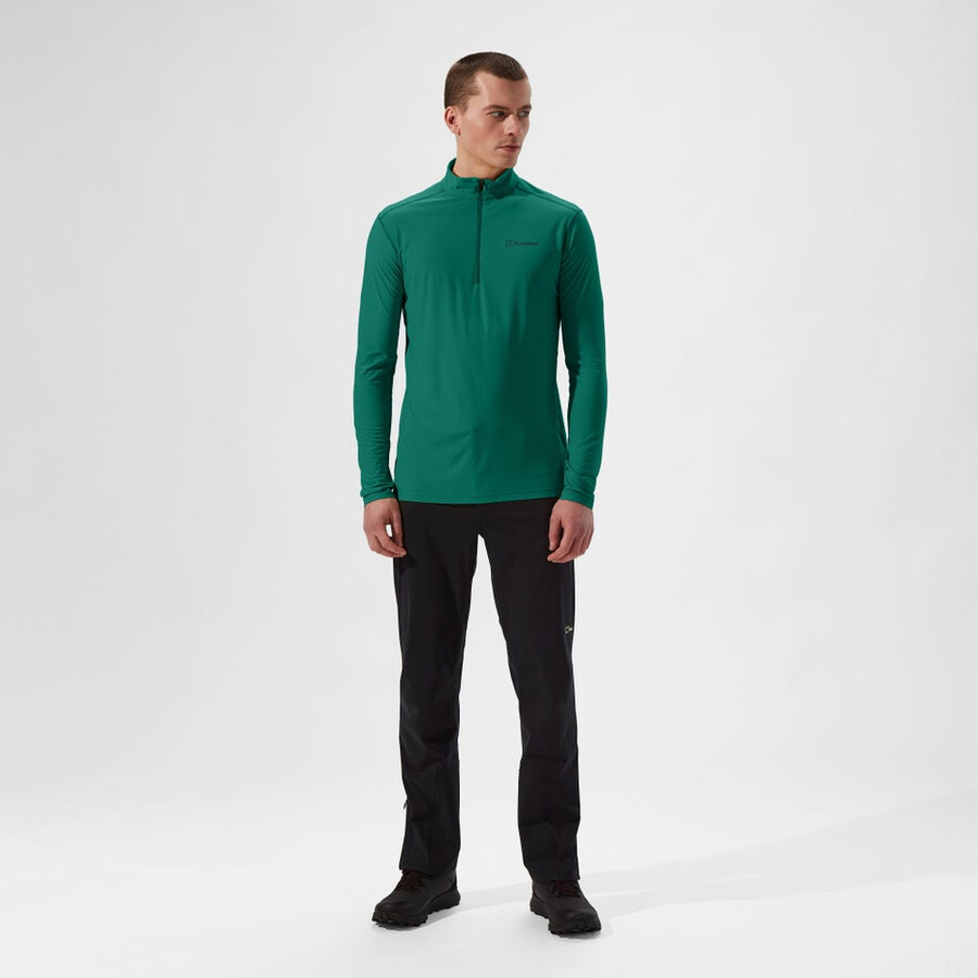 uomini 247 mezza zip manica lunga tech tee - verde berghaus