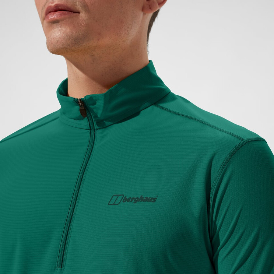 uomini 247 mezza zip manica lunga tech tee - verde berghaus