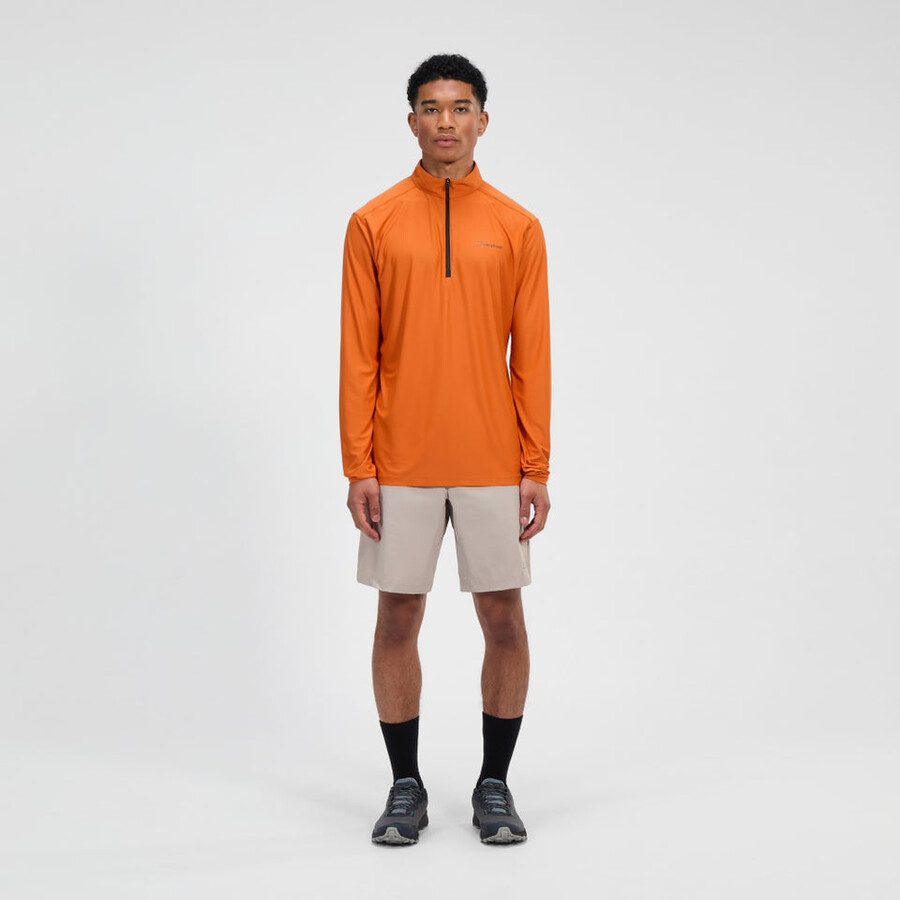 uomini 247 mezza zip manica lunga tech tee - arancio berghaus
