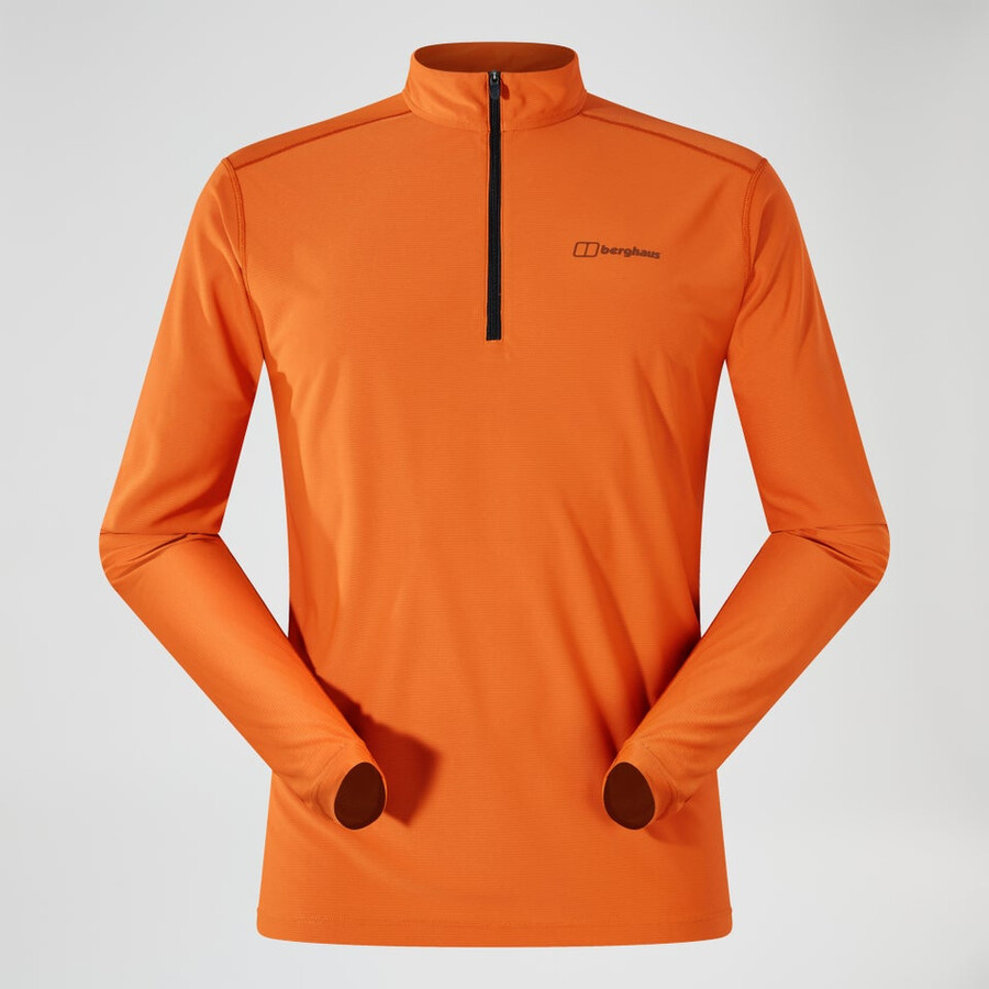 uomini 247 mezza zip manica lunga tech tee - arancio berghaus
