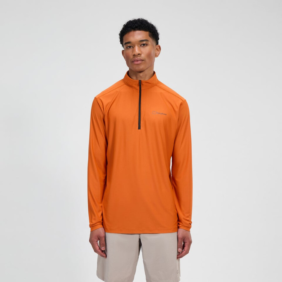 uomini 247 mezza zip manica lunga tech tee - arancio berghaus