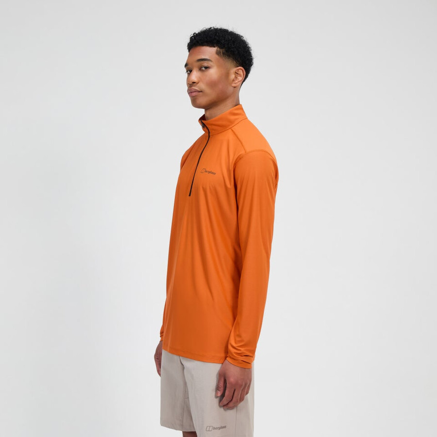 uomini 247 mezza zip manica lunga tech tee - arancio berghaus