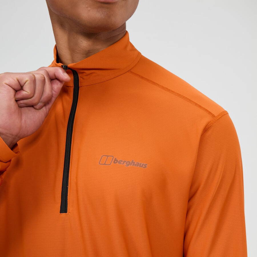 uomini 247 mezza zip manica lunga tech tee - arancio berghaus