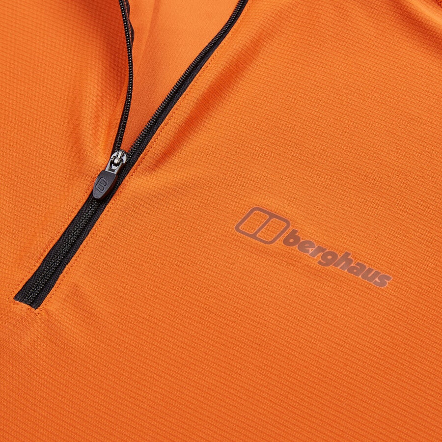 uomini 247 mezza zip manica lunga tech tee - arancio berghaus
