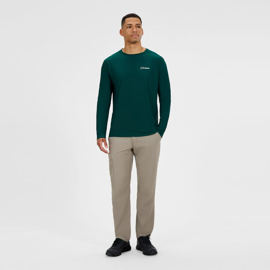 uomini 247 equipaggio manica lunga tech tee - verde berghaus
