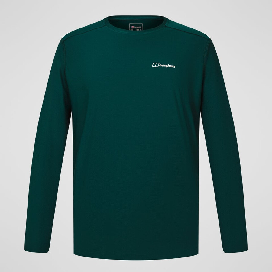 uomini 247 equipaggio manica lunga tech tee - verde berghaus