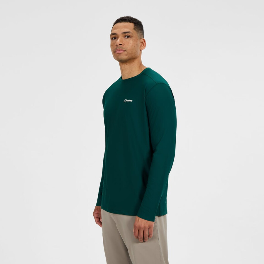 uomini 247 equipaggio manica lunga tech tee - verde berghaus
